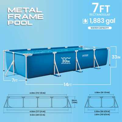 Intex 14ft x 33in Above Ground Backyard Swimming Pool with Filter (Open Box)
