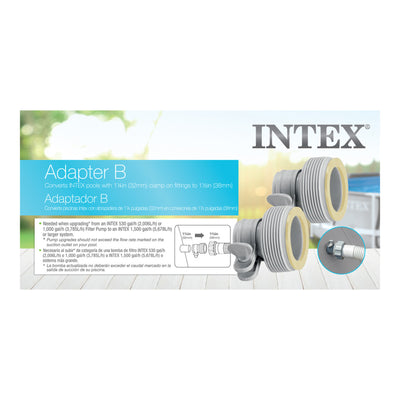 Intex 29061E Type B Intex Pool Clamp on Fittings Converter Pool Accessory, Gray - VMInnovations
