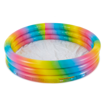 Intex Rainbow Ombre 3 Ring Round Inflatable Kids Outdoor Swimming Pool (Used)