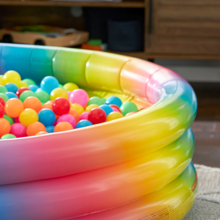 Intex 15 Inch Rainbow Ombre 3 Ring Inflatable Kids Swimming Pool (Open Box) - VMInnovations
