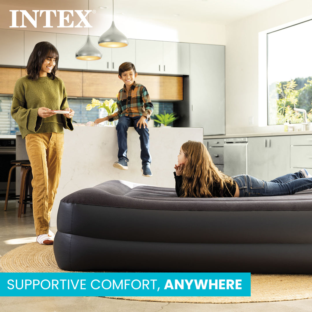 Intex Dura Beam Plus Pillow Raised Airbed Mattress with Built in Pump, Twin