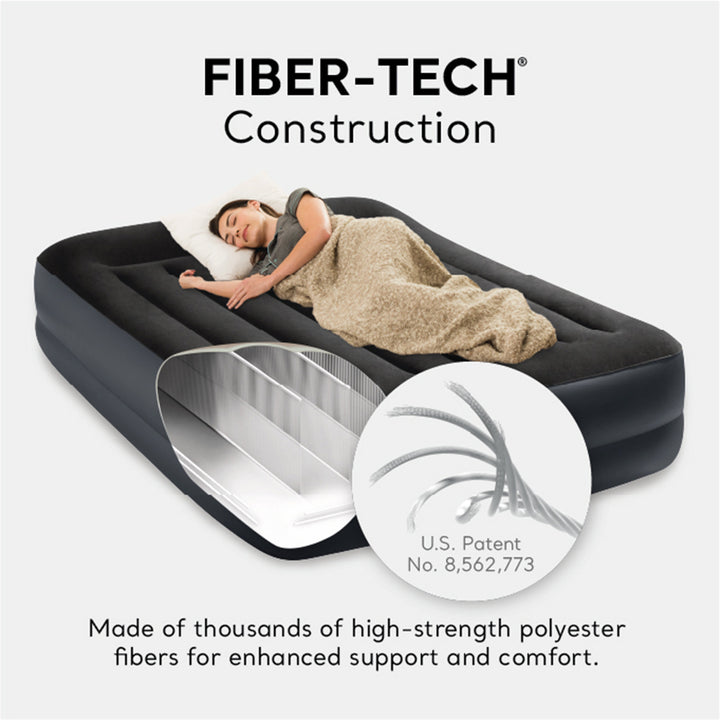 Intex Dura Beam Plus Pillow Raised Air Mattress Built in Pump, Queen (Open Box)