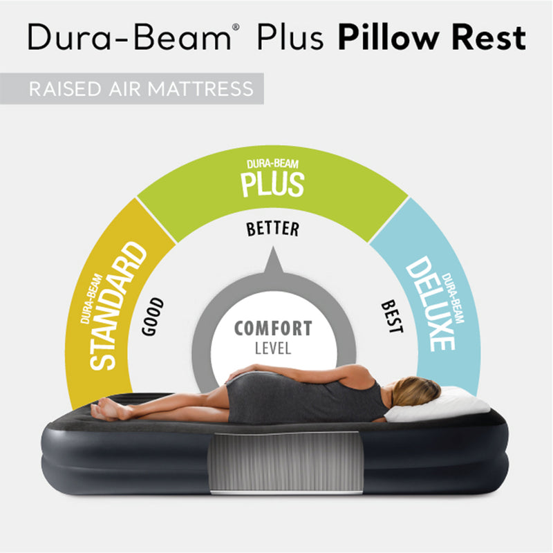 Intex 64123ED Dura Beam Plus Pillow Raised Air Mattress w/ Built in Pump, Queen