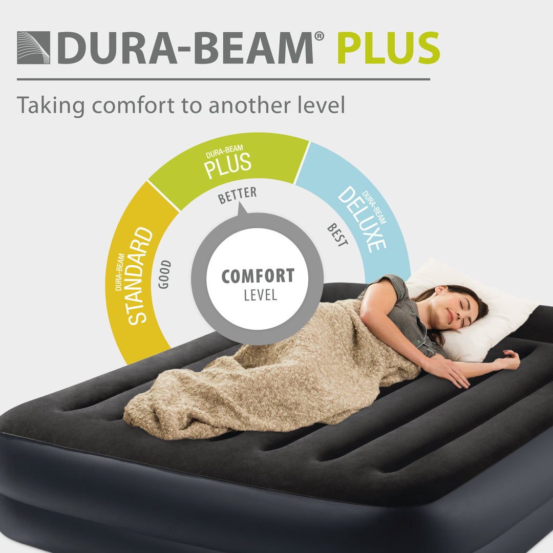 Intex 64123ED Air Mattress, Dura Beam Plus Pillow Rest w/ Built in Pump, Queen