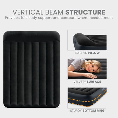 Intex 64123ED Air Mattress, Dura Beam Plus Pillow Rest w/ Built in Pump, Queen - VMInnovations