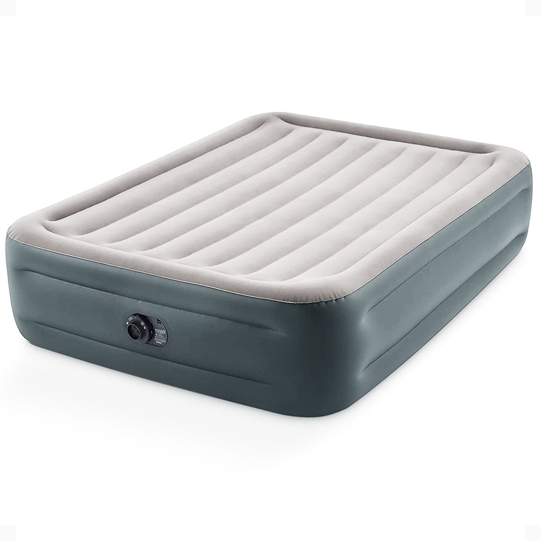 Intex Dura Beam Rest Blow Up Queen Mattress Air Bed with Built In Pump (Used)