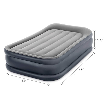 Intex Dura Beam Deluxe Pillow Raised Airbed with Built In Pump, Twin (Used)