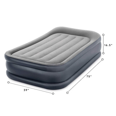 Intex Dura Beam Deluxe Pillow Raised Air Mattress Bed with Built In Pump, Twin