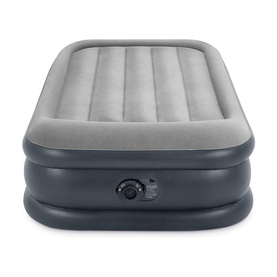 Intex Dura Beam Deluxe Pillow Raised Air Mattress Bed with Built In Pump, Twin