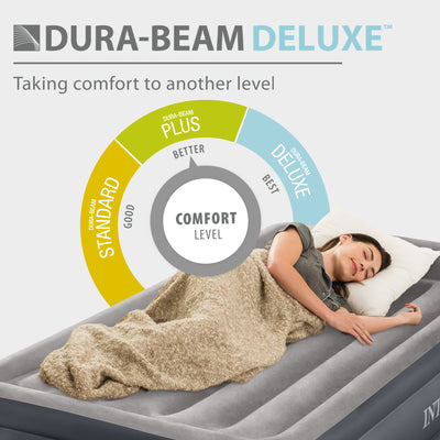 Intex Dura Beam Deluxe Pillow Bed with Built In Pump, Twin(Open Box) - VMInnovations