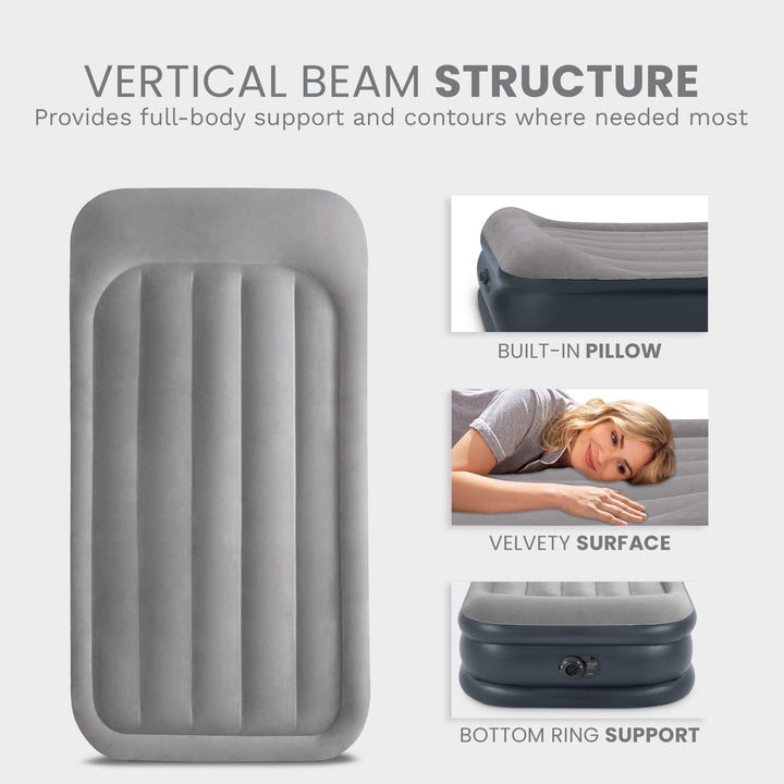 Intex Dura Beam Deluxe Pillow Bed with Built In Pump, Twin - VMInnovations