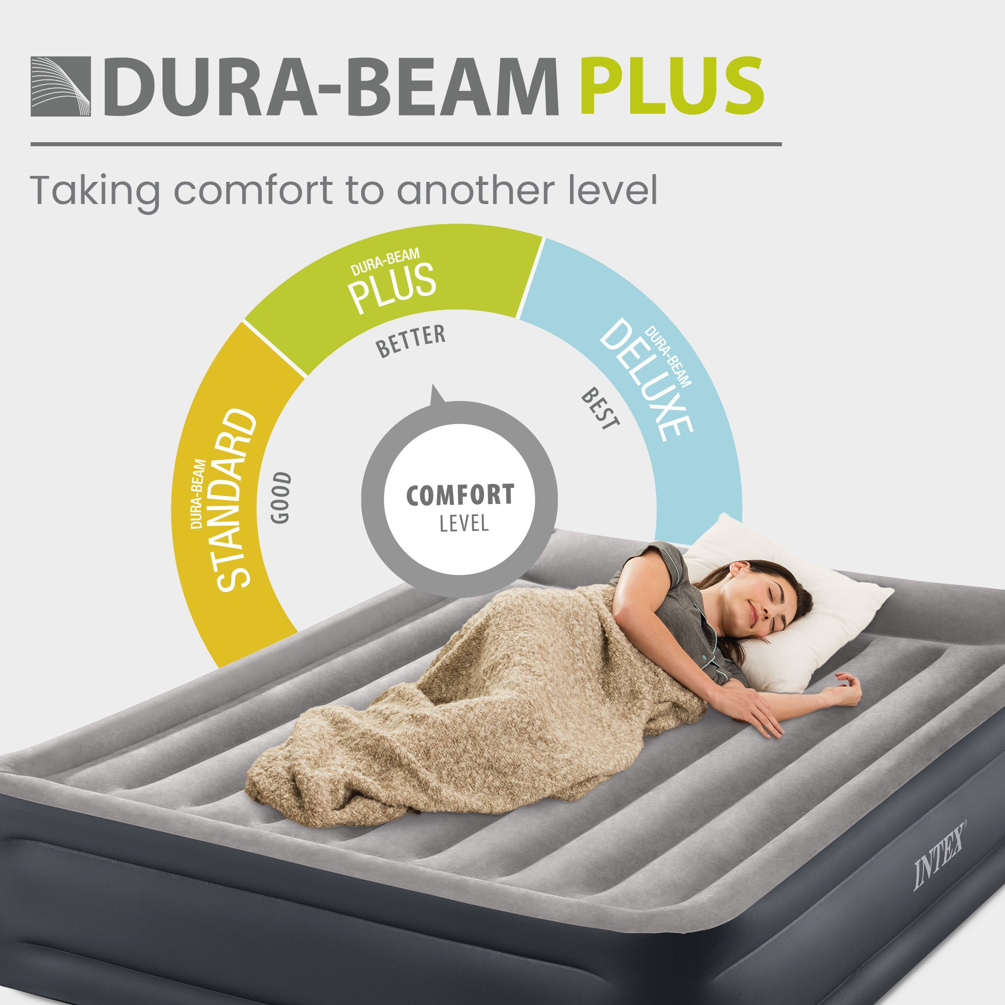 Intex Dura Beam Deluxe Pillow Bed with Built In Pump, Queen (Open Box)