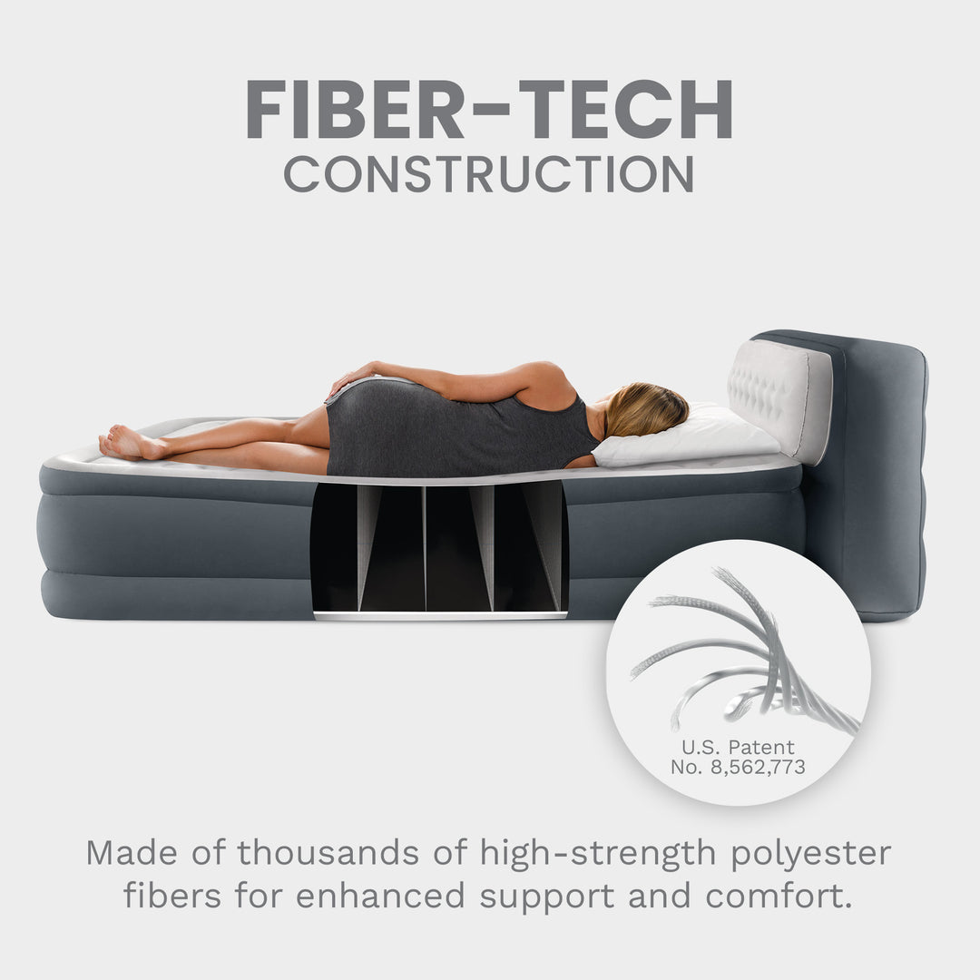 Intex Dura Beam Deluxe Airbed Built in Pump & Ultra Plush Headboard Queen (Used)