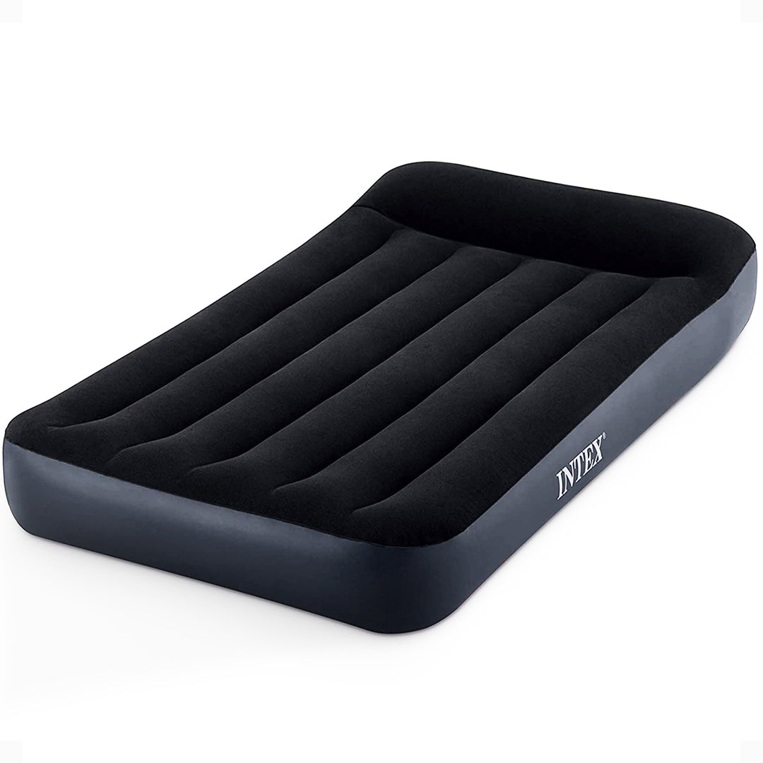 Intex Dura Pillow Rest Classic Blow Up Mattress Air Bed with Built In Pump, Twin