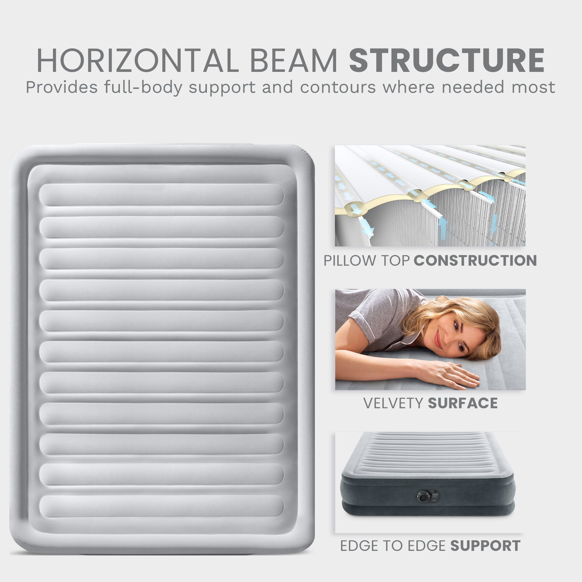 Intex Comfort Dura-Beam Plush Air Mattress Bed with Built-In Pump, Queen (Used)
