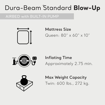 Intex Dura Beam Pillow Rest Classic Airbed Mattress with Built-In Pump, Queen