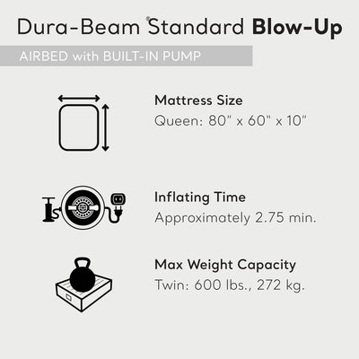 Intex Dura Beam Pillow Rest Airbed Mattress with Built-In Pump, Queen (Open Box)