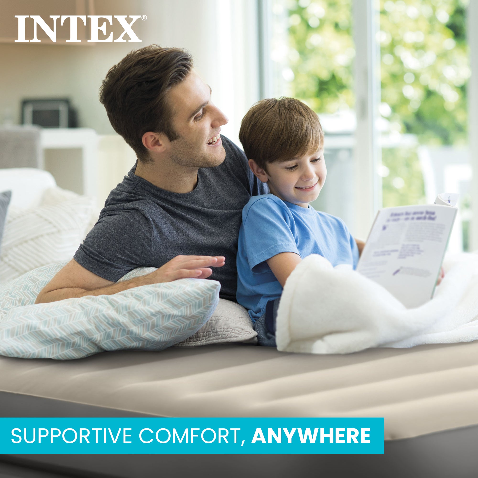 Intex Dura Beam Fiber-Tech Elevated Air Mattress Built-In Pump, Queen (Used)