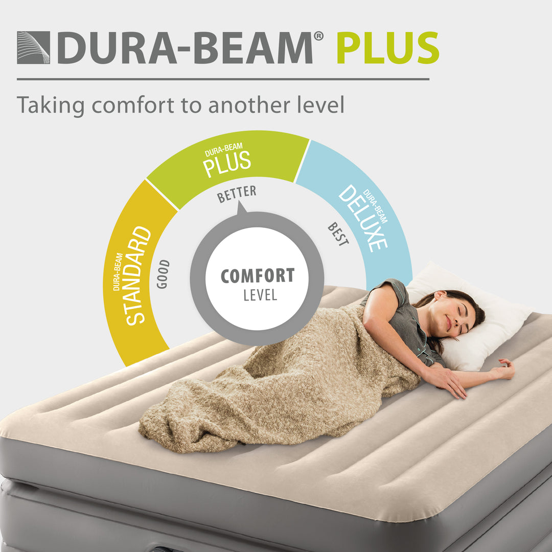 Intex Dura Beam Plus Fiber-Tech Elevated Air Mattress with Built-In Pump, Queen - VMInnovations
