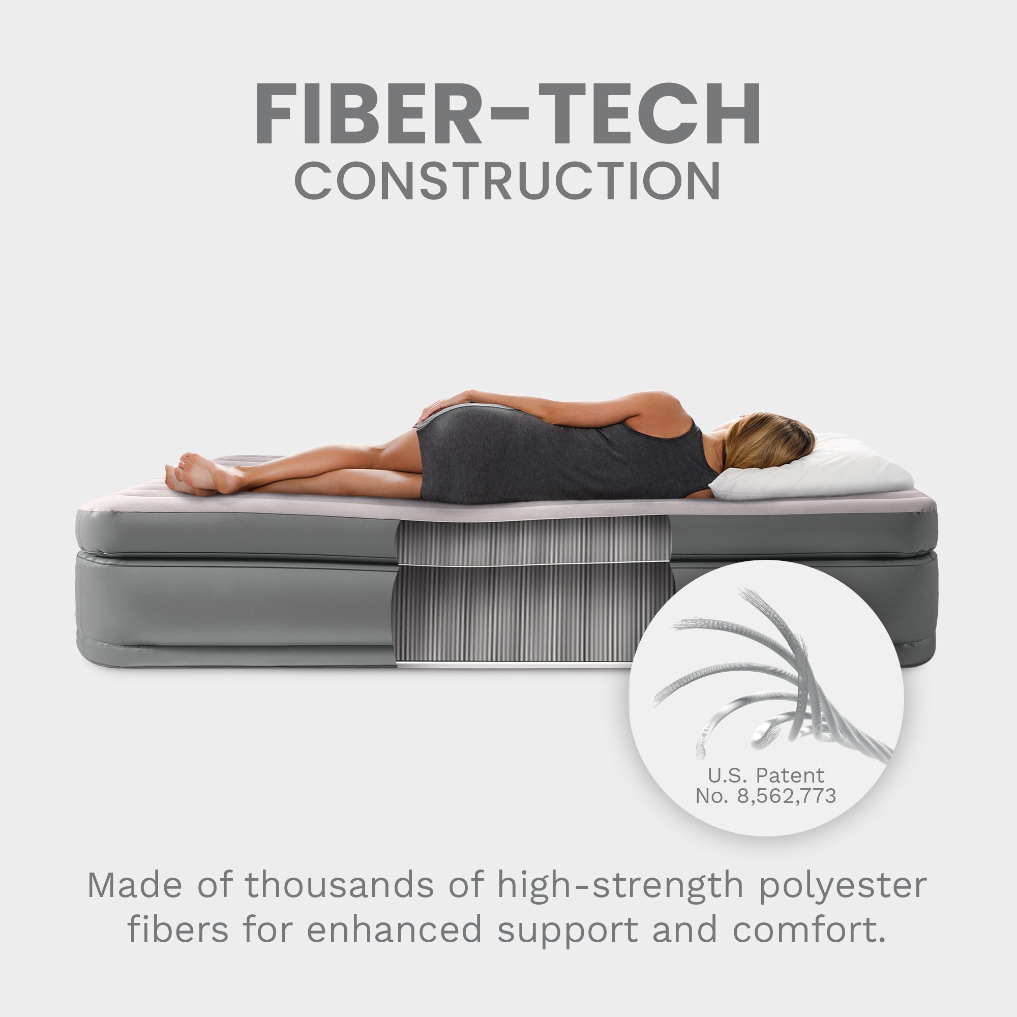 Intex Dura Beam Fiber-Tech Elevated Air Mattress Built-In Pump, Queen (Used)