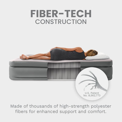 Intex Dura Beam Fiber-Tech Elevated Air Mattress Built-In Pump, Queen (Used)