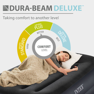 Intex Dura Beam Plus Pillow Raised Airbed Mattress with Built in Pump, Twin