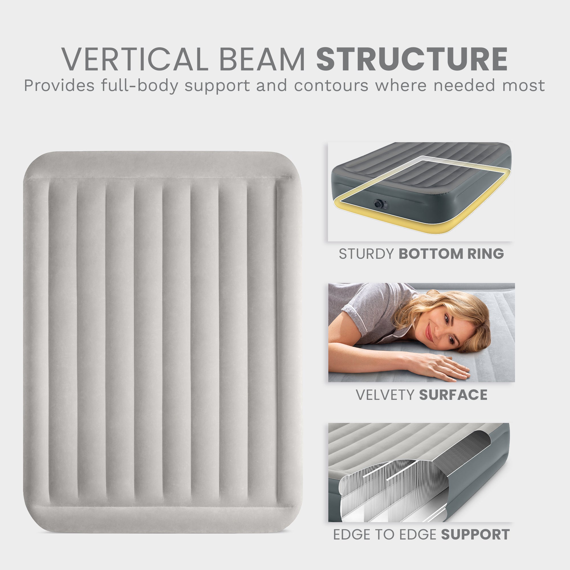 Intex Dura Beam Rest Blow Up Queen Mattress Air Bed with Built In Pump(Open Box) - VMInnovations