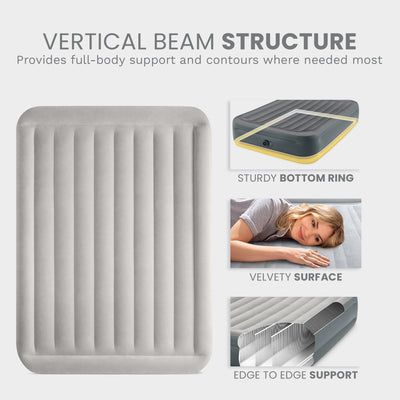 Intex Dura Beam Rest Blow Up Queen Mattress Air Bed with Built In Pump(Open Box) - VMInnovations
