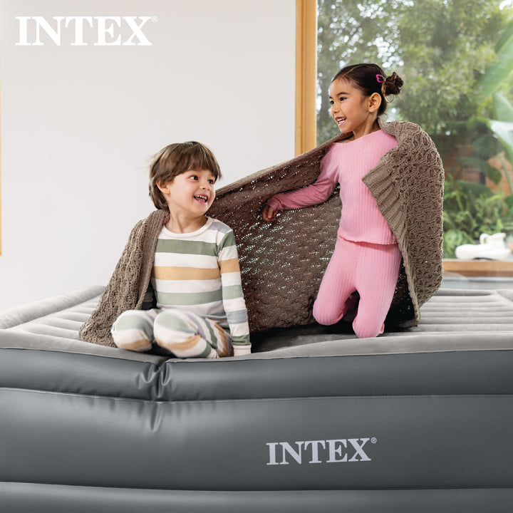 Intex Dura Beam Essential Rest Blow Up Queen Mattress Air Bed with Built In Pump