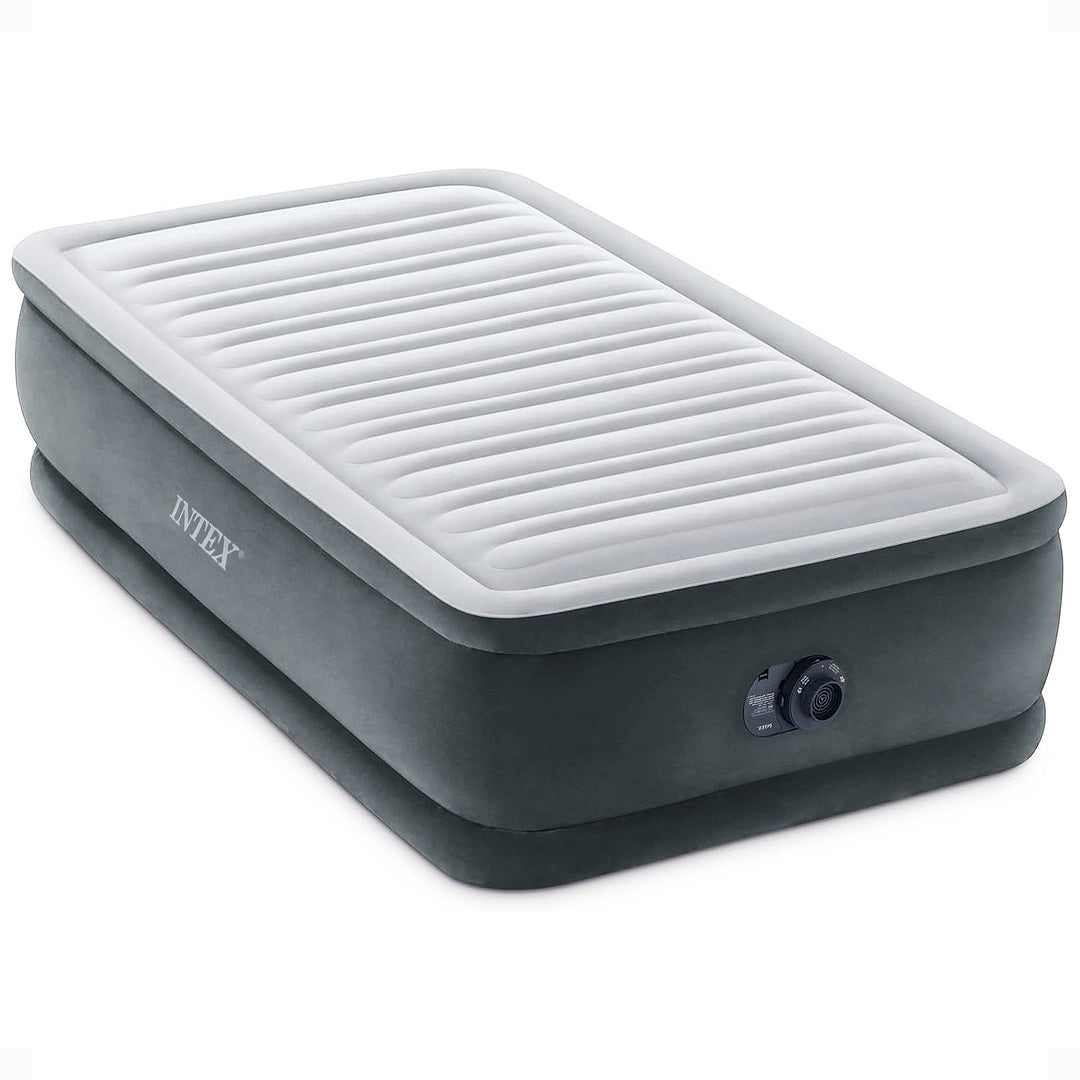 Intex Dura Beam Comfort Plus Airbed Mattress Built In Pump, Twin Size(Open Box)
