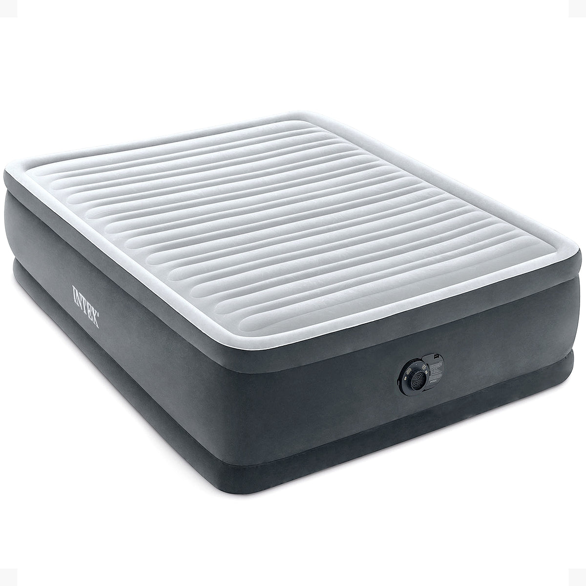 Intex 64413ED Elevated Dura Beam Fiber Tech Airbed with Built in Pump, Queen (Damaged)