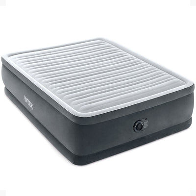 Intex 64413ED Elevated Dura Beam Fiber Tech Airbed with Built in Pump, Queen (Damaged)