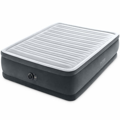 Intex Dura Beam Deluxe Pillow Raised Air Mattress Bed Built In Pump, Q(Open Box)