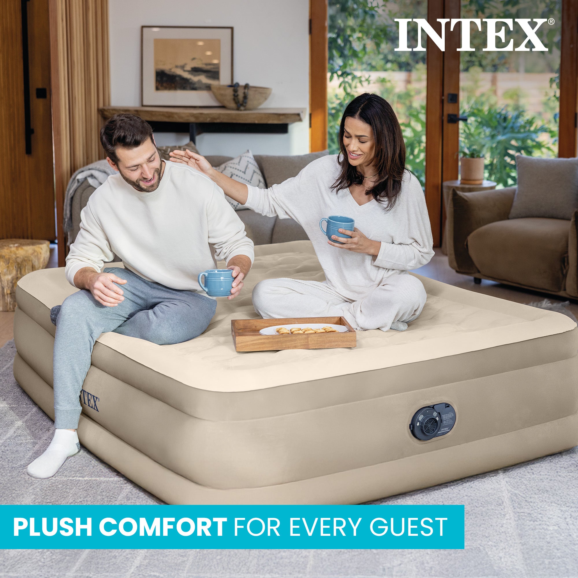 Intex 64425ED Plush Fiber Tech Airbed Mattress with Built in Pump, Twin (Used) - VMInnovations