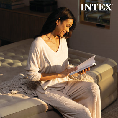 Intex 64425ED Plush Fiber Tech Airbed Mattress with Built in Pump, Twin (Used)