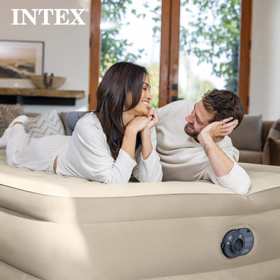 Intex 64425ED Plush Fiber Tech Airbed Mattress with Built in Pump, Twin (Used)