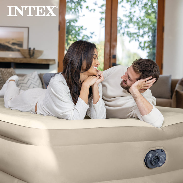 Intex Ultra Plush Fiber Tech Airbed Mattress with Built in Pump, Twin (Open Box) - VMInnovations