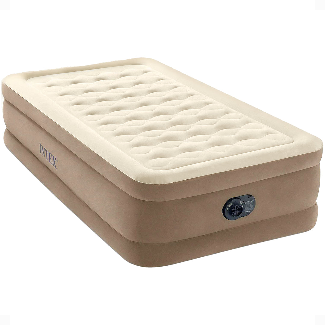 Intex 64427ED Dura-Beam Deluxe Ultra Plush Air Mattress with Built-in Pump, Twin