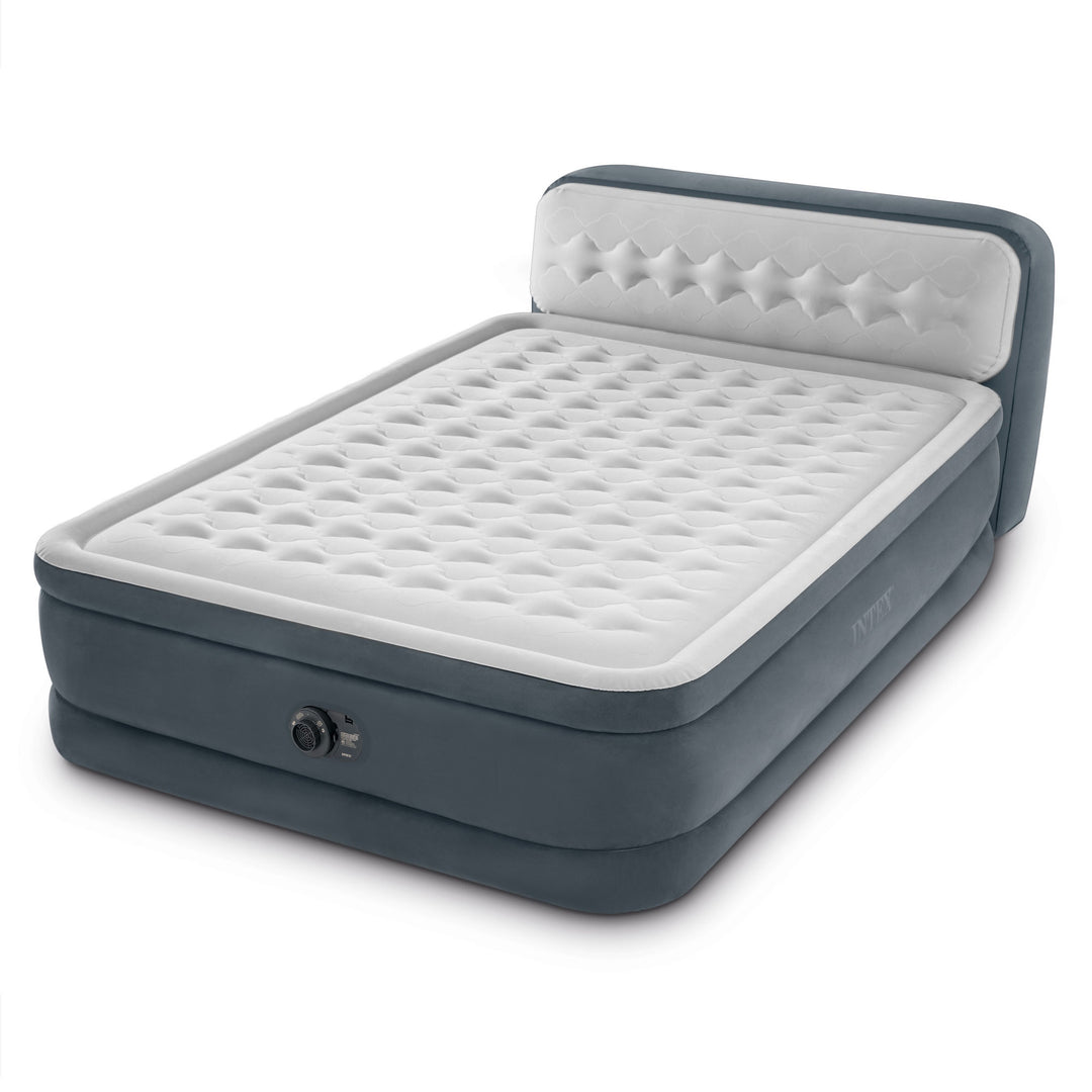 Intex Dura-Beam Deluxe Plush Headboard Queen Mattress Built-In Pump(Open Box)