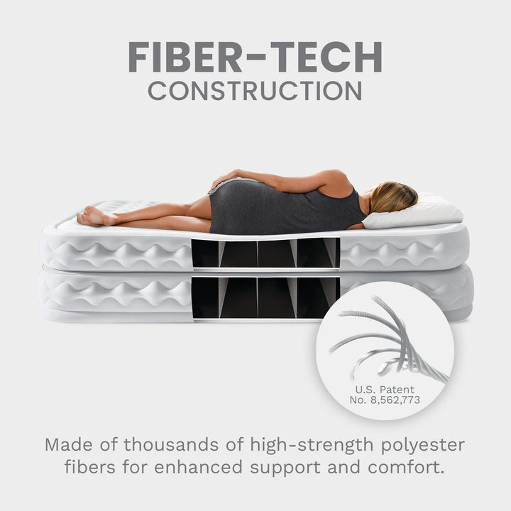 Intex Supreme Air Flow Fiber Tech Air Mattress w/ Built in Pump, Twin (Open Box) - VMInnovations