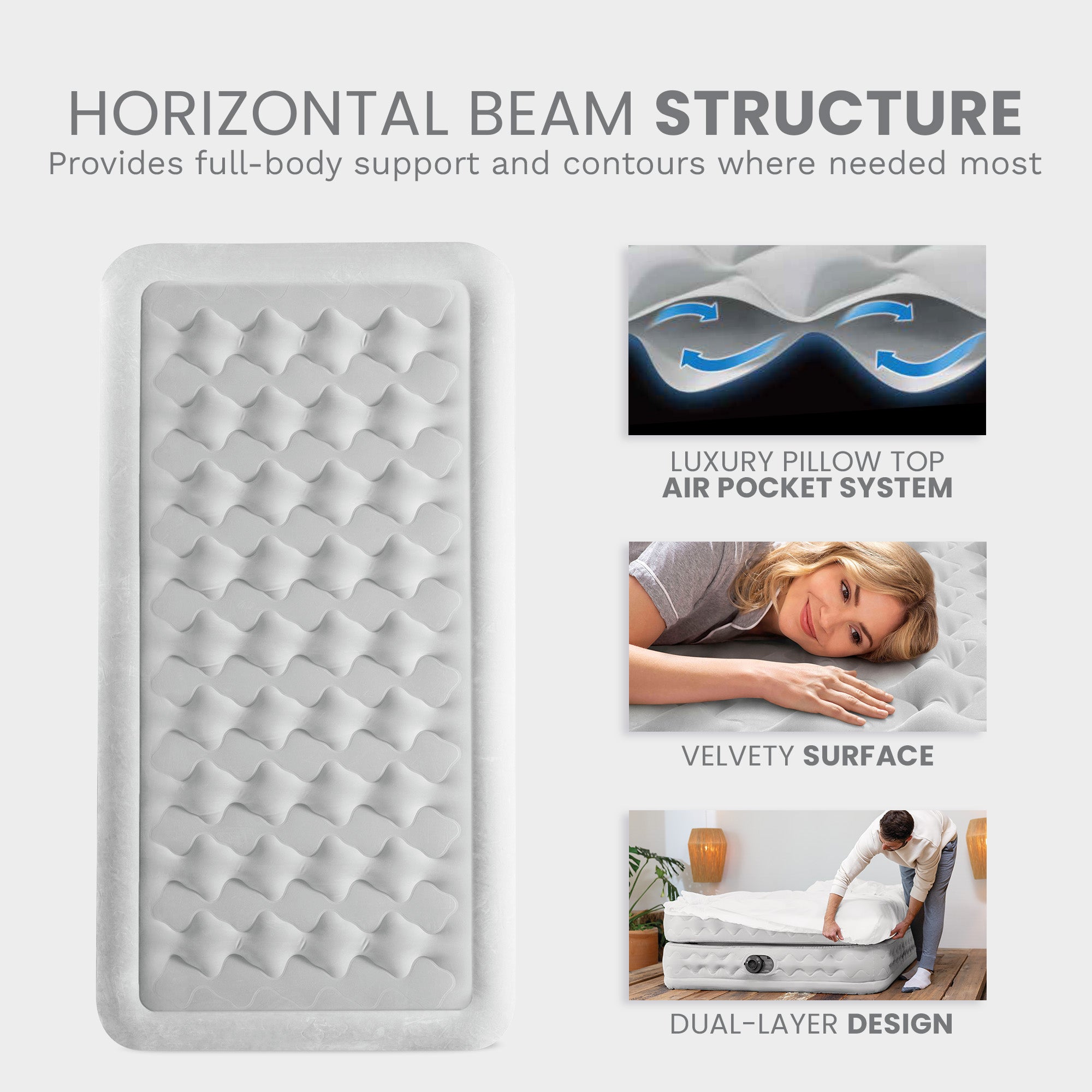 Intex Supreme Air Flow Airbed, Raised Air Mattress with Internal Air Pump, Twin