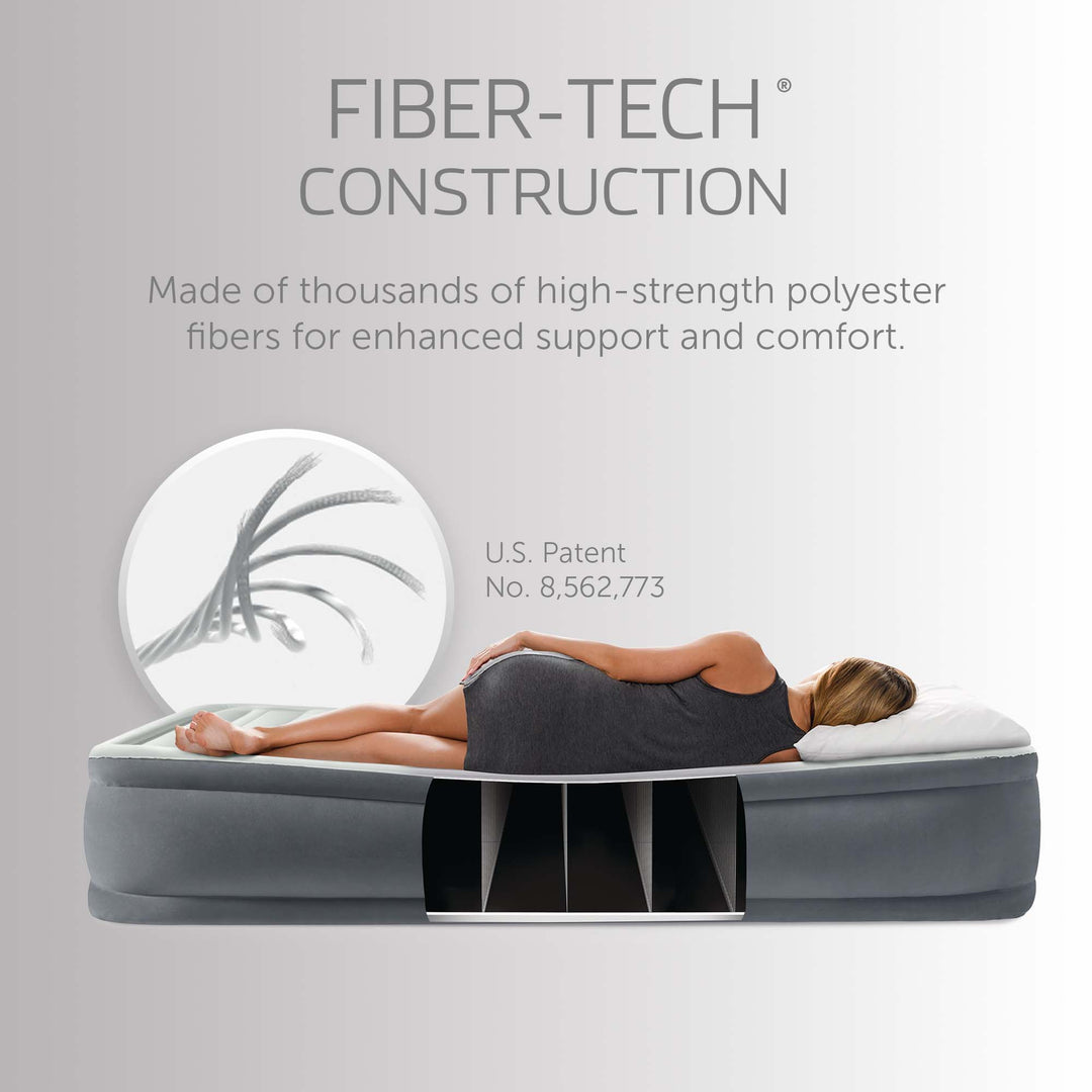 Intex PremAire I Fiber-Tech Air Mattress Bed with Built-In Pump, Full (Open Box)