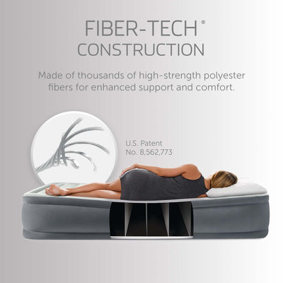 Intex PremAire I Fiber-Tech Air Mattress Bed with Built-In Pump, Full (Open Box) - VMInnovations