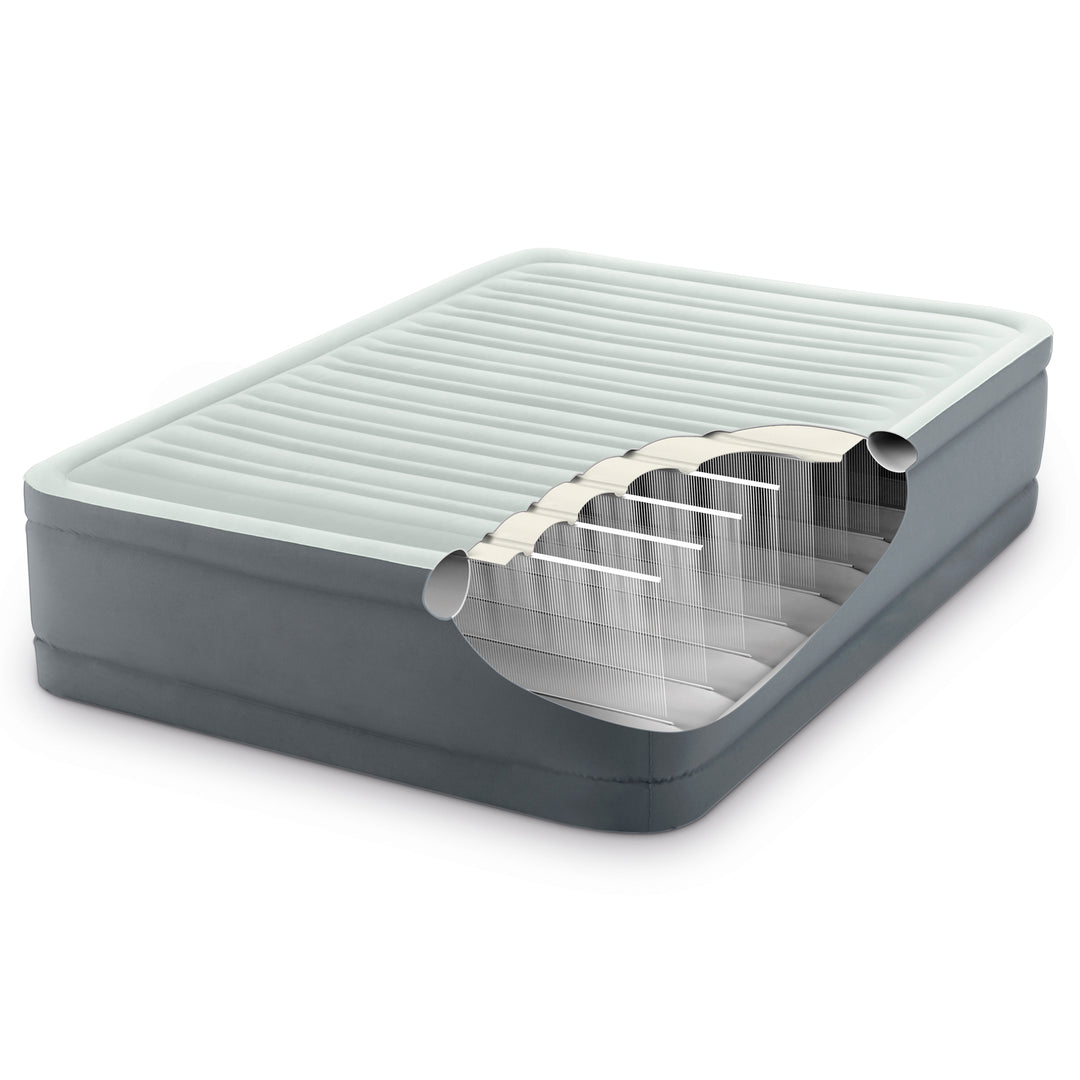 Intex PremAire I Fiber-Tech Air Mattress Bed with Built-In Pump, Full (Used)