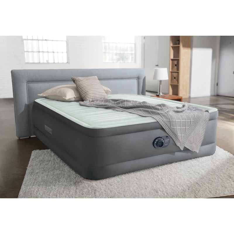 Intex PremAire I Fiber-Tech Air Mattress Bed with Built-In Pump, Full (Used)