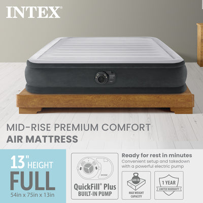 Intex Comfort Deluxe Dura-Beam Plush Air Mattress Bed with Built-In Pump, Full