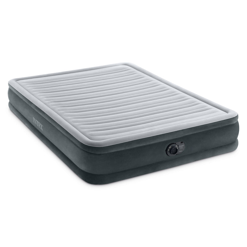 Intex Comfort Dura-Beam Plush Air Mattress Bed with Built-In Pump, Queen (Used)