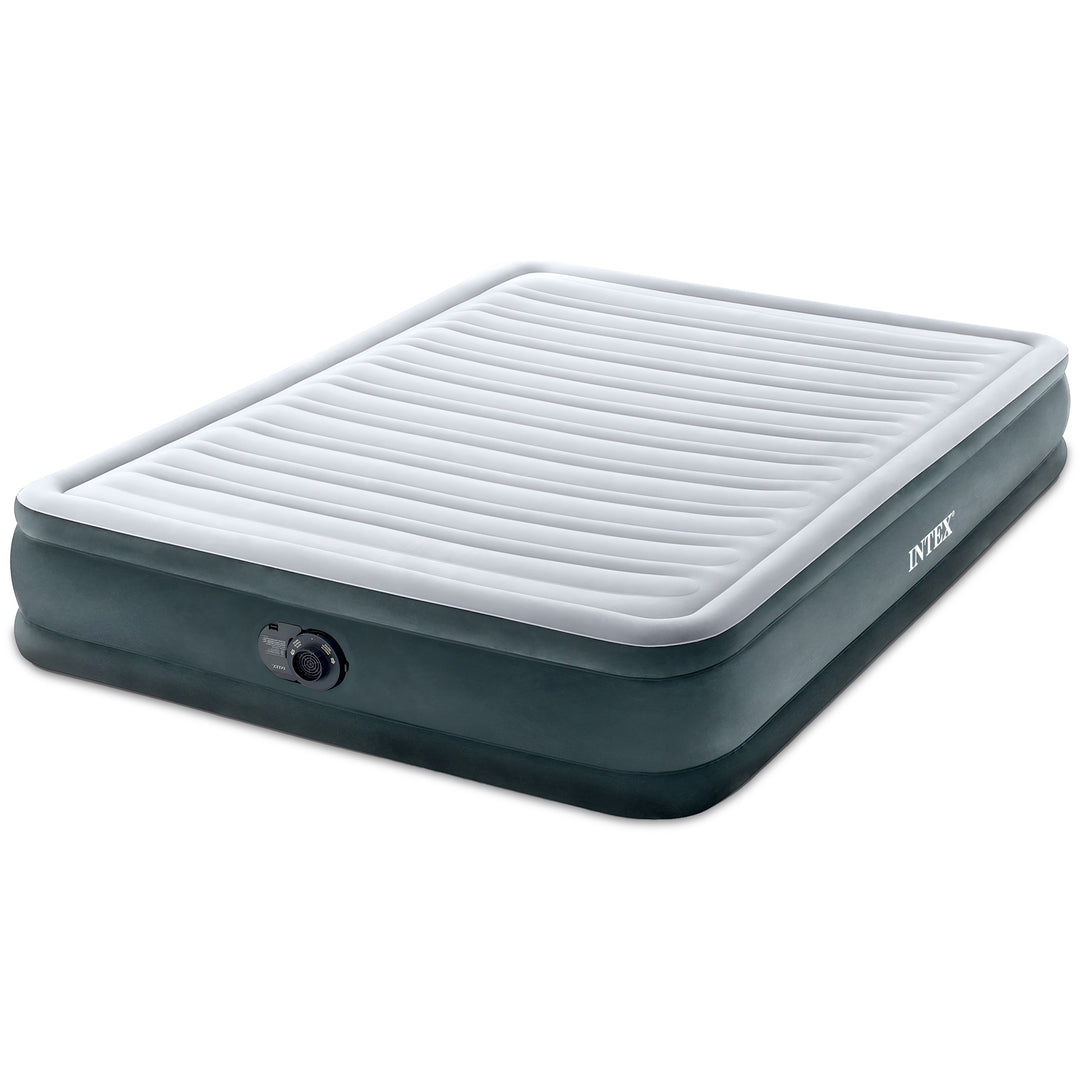 Intex Comfort Dura-Beam Plush Air Mattress Bed with Built-In Pump, Queen (Used)