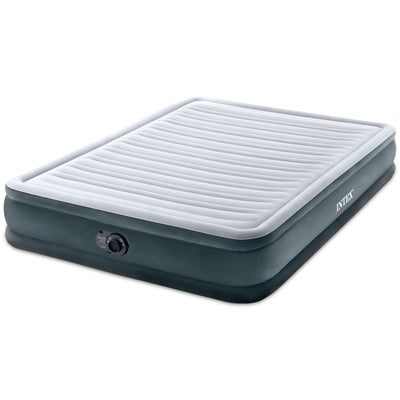 Intex Comfort Dura-Beam Plush Air Mattress Bed with Built-In Pump, Queen (Used)