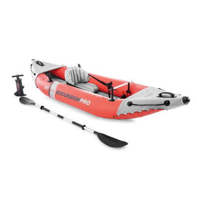 Intex Excursion Pro 1 Person Inflatable Vinyl Kayak with Oar and Pump (Used)